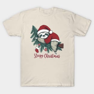 Sleepy sloth christmas T-Shirt